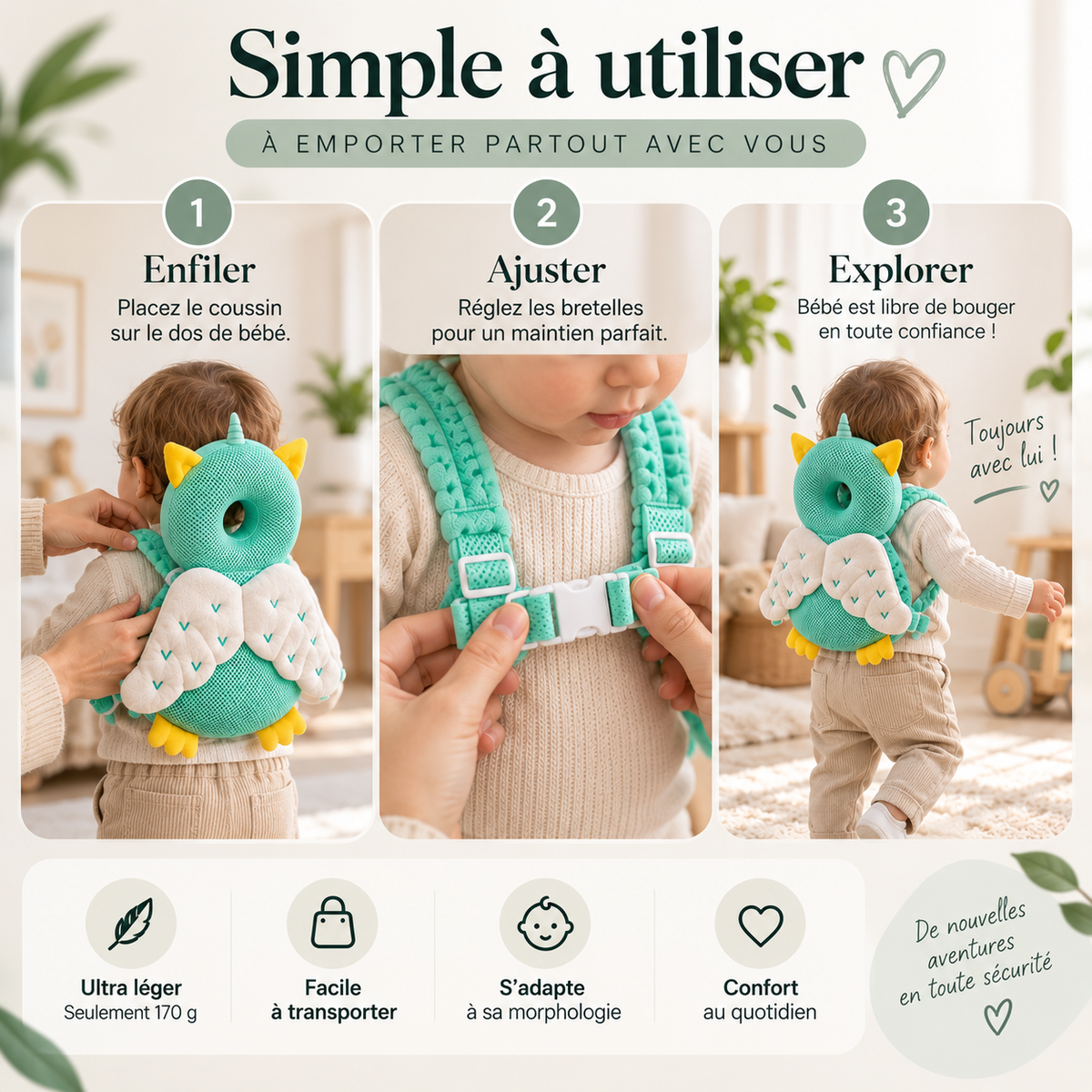 LolyCocon™️ – Coussin protecteur bébé pour les premiers pas