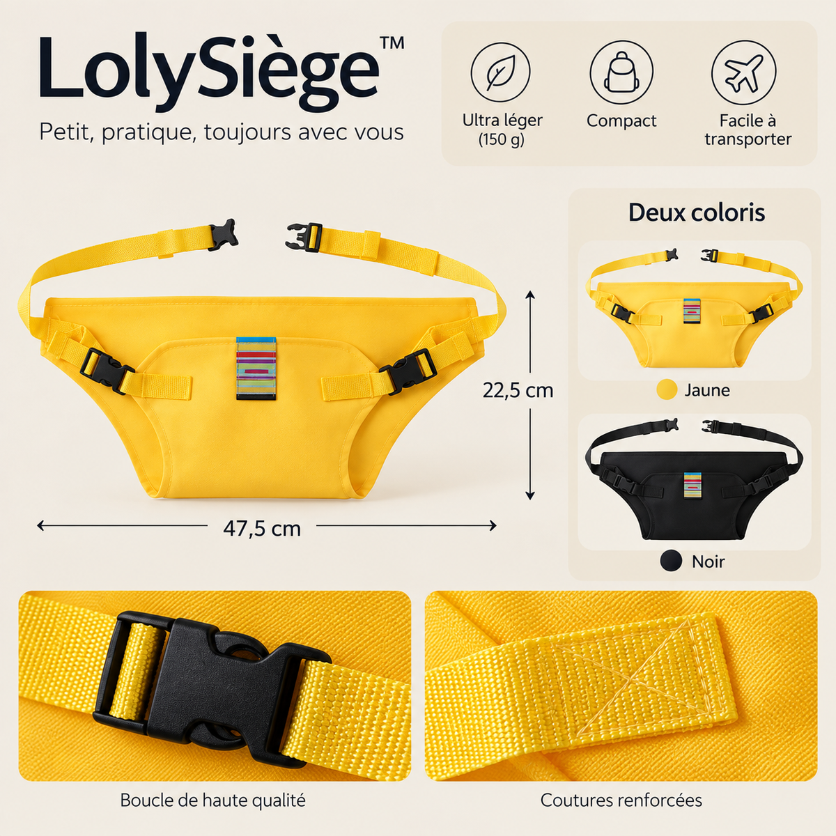 LolySiège™️ – Harnais d’assise portable pour enfant