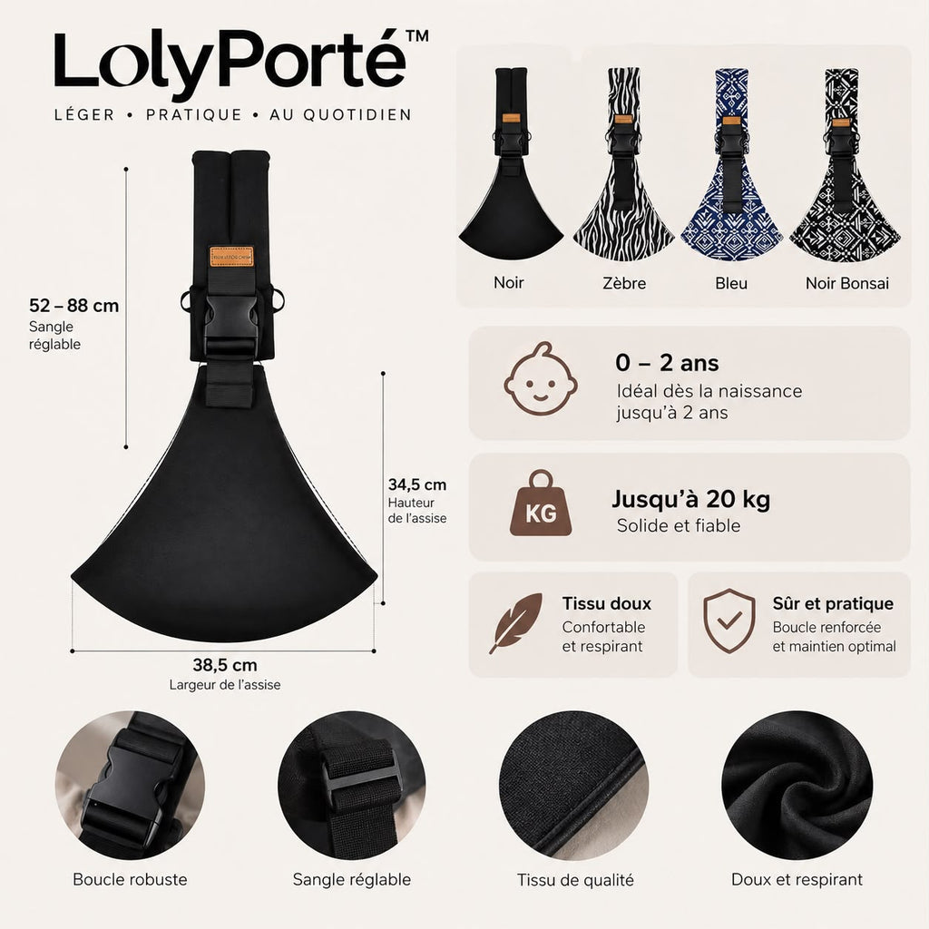 LolyPorté™ – Porte-bébé compact & léger