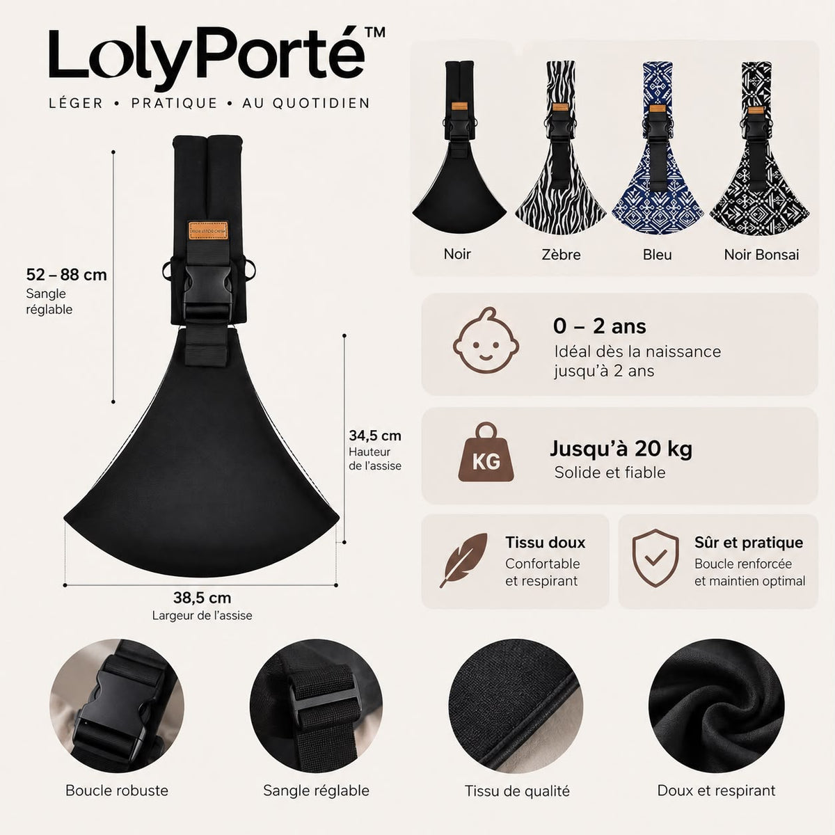 LolyPorté™ – Porte-bébé compact & léger